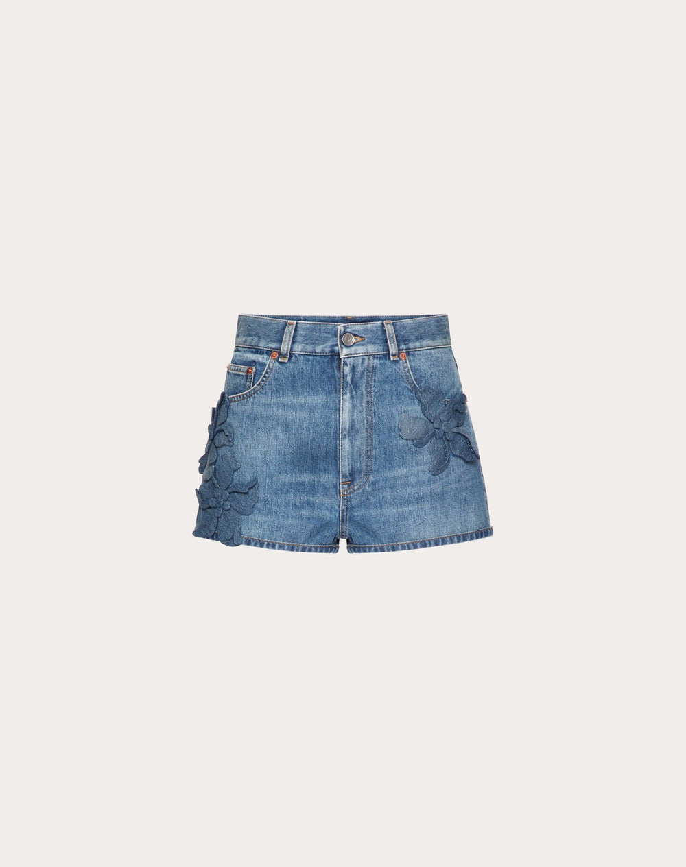 Shorts In Medium Blue Denim Ricamati