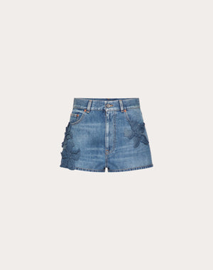 Shorts In Medium Blue Denim Ricamati