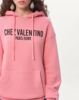 Felpa In Cotone Con Cappucco E Stampa Chez Valentino