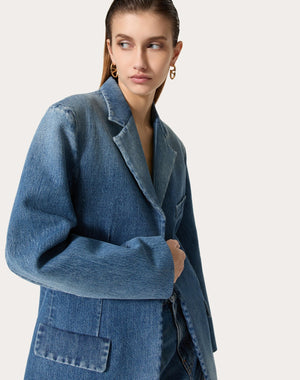 Giacca In Medium Blue Denim 