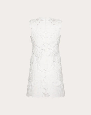 Abito Corto In Light Double Splittable Gabardine Ricamato
