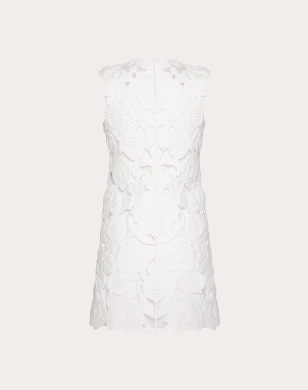 Abito Corto In Light Double Splittable Gabardine Ricamato