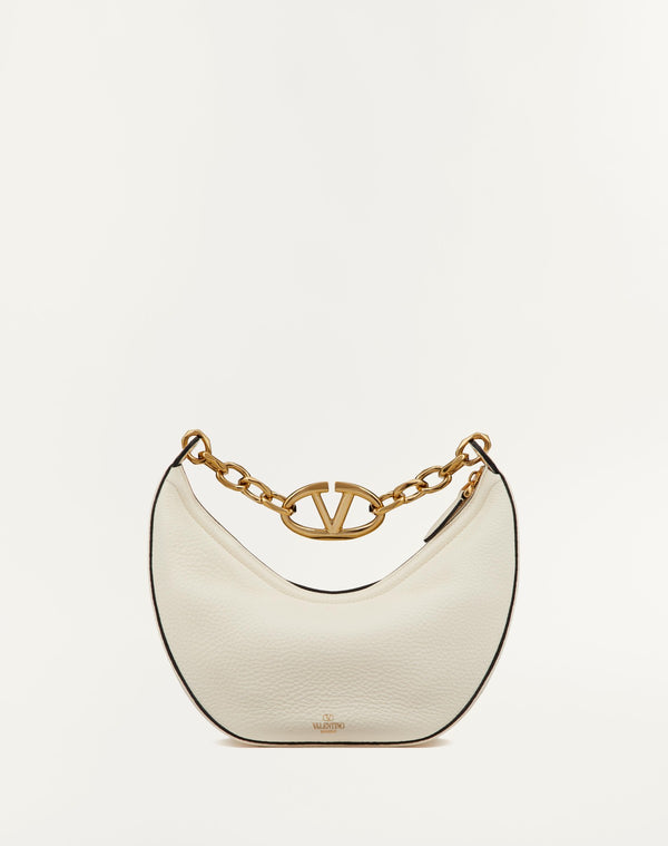 Hobo Piccola Vlogo Moon Bag In Vitello Granato Con Catena