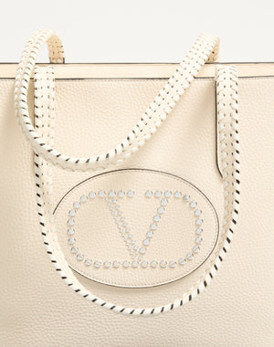 Borsa Shopping Valentino Garavani Nellcôte In Vitello Granato