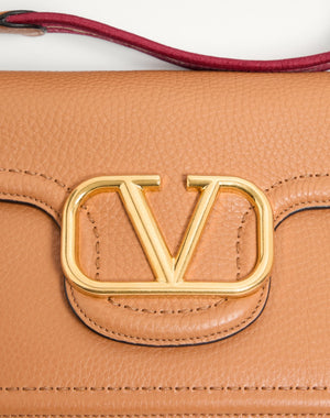 Borsa A Spalla Valentino Garavani Alltime In Vitello Granato Con Tracolla In Nastro Ricamo Cherryfic