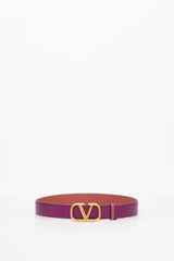 Cintura Reversibile Vlogo Signature In Vitello Granato 30 Mm