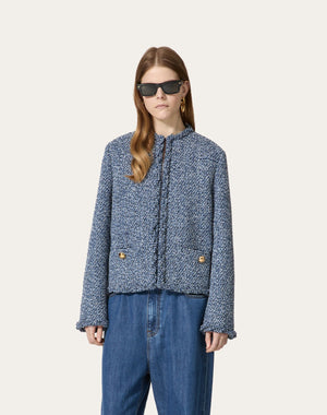 Giacca In Denim Textured Tweed 