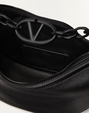 Hobo Piccola Vlogo Moon Bag In Vitello Granato Con Catena
