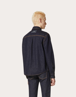 Camicia In Denim Con Etichetta Sartoriale Maison Valentino