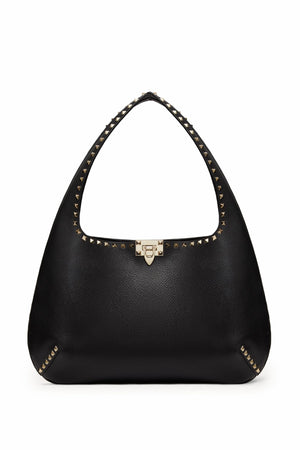 BORSA HOBO PICCOLA ROCKSTUD IN VITELLO GRANATO