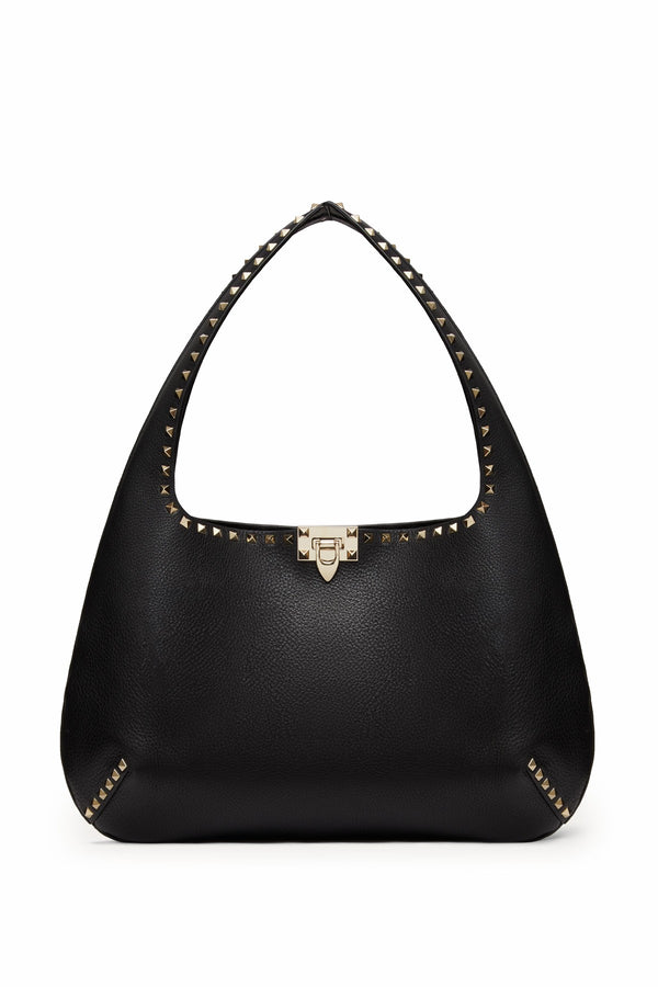 BORSA HOBO PICCOLA ROCKSTUD IN VITELLO GRANATO