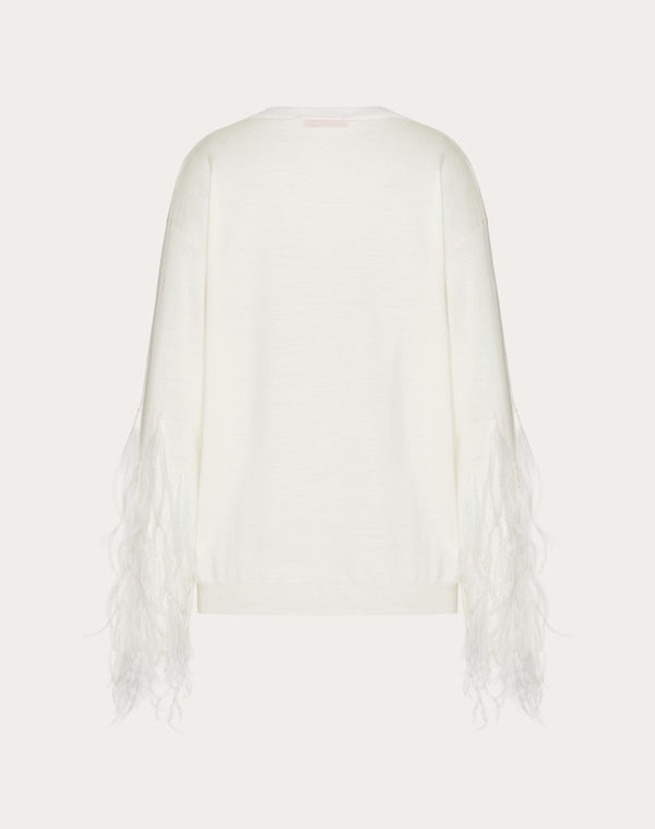 Maglia In Lana Con Piume 