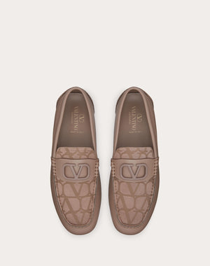 Mocassino Driver Vlogo Signature In Vitello E Tessuto Tecnico Toile Iconographe