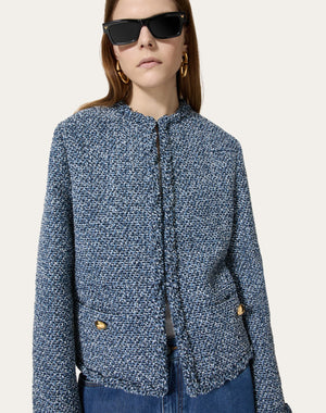Giacca In Denim Textured Tweed 
