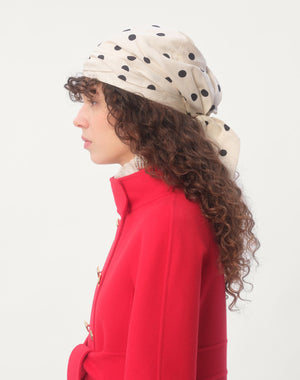 Turbante Foulard Con Treccia In Seta Con Stampa Pois 