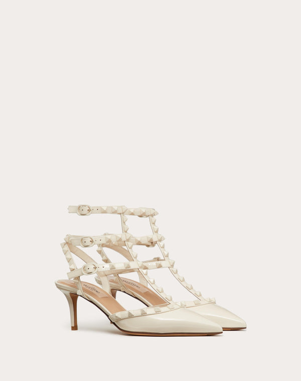 Décolleté Rockstud In Vernice Con Cinturini E Borchie In Tono 65Mm