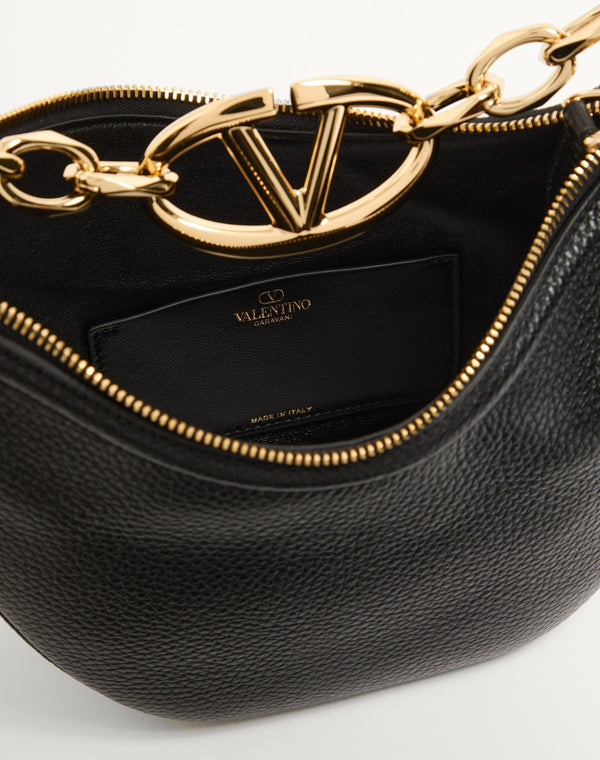 Mini Hobo Vlogo Moon Bag  In Vitello Granato Con Catena