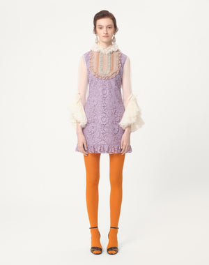 Abito Corto In Heavy Lace Ricamato