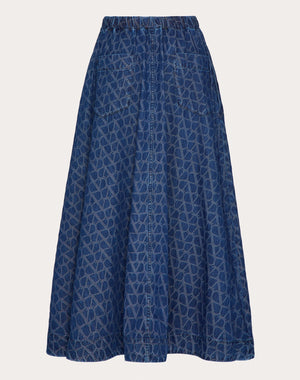 Gonna Midi In Denim Toile Iconographe Medium Blue 