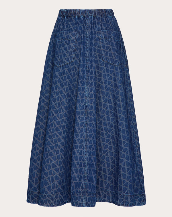Gonna Midi In Denim Toile Iconographe Medium Blue 