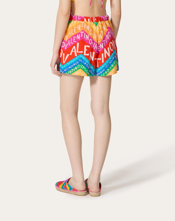Shorts In Crepe De Chine Valentino Chevron 24 