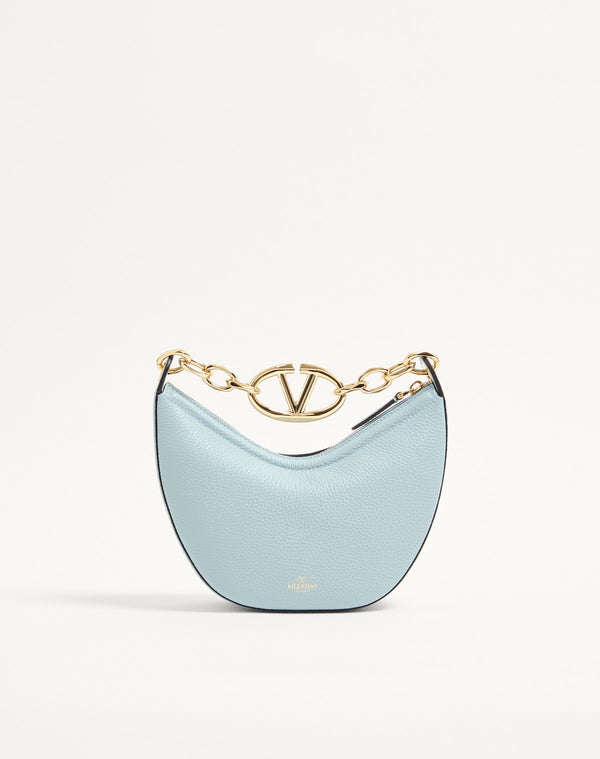Mini Hobo Vlogo Moon Bag  In Vitello Granato Con Catena