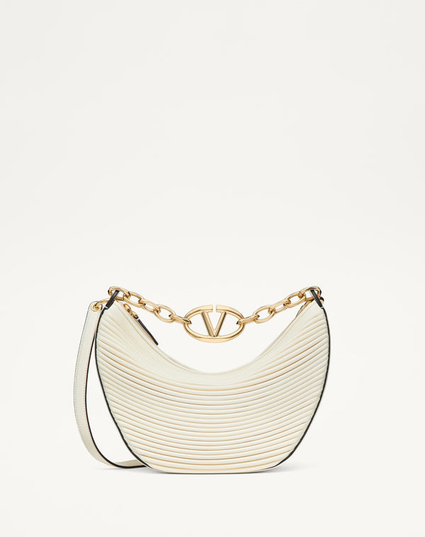 Hobo Piccola Vlogo Moon Bag In Nappa Lavorata Con Catena