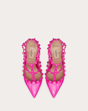 Décolleté Rockstud In Vernice Con Cinturini E Borchie In Tono 100Mm