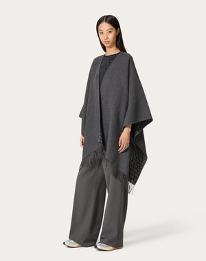 Poncho Double Toile Iconographe In Lana, Seta E Cachemire 