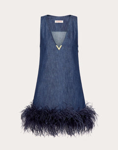 Abito Corto In Chambray Denim 