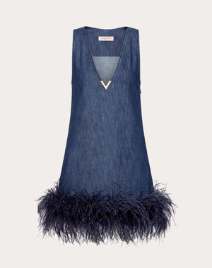 Abito Corto In Chambray Denim 