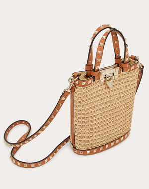 Mini Borsa Con Tracolla Rockstud In Rafia