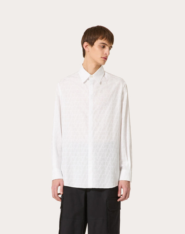 Camicia In Popeline Di Cotone Con Motivo Toile Iconographe