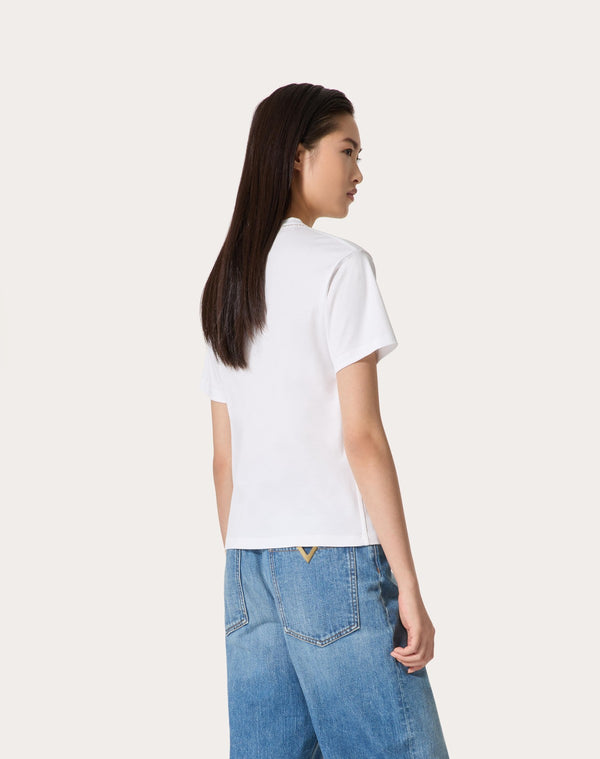 T-Shirt In Jersey Cotton Ricamata