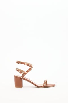 SANDALO ROCKSTUD IN VITELLO STAMPA ALCE CON CINTURINI 60MM