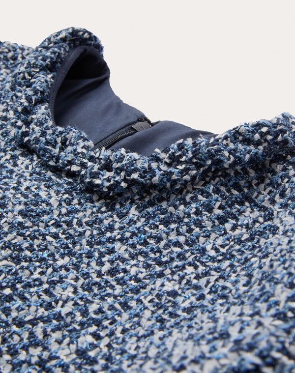 Abito Corto In Denim Textured Tweed
