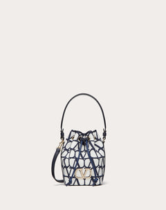 Mini Borsa A Secchiello Vlogo Signature In Cotone Toile Iconographe