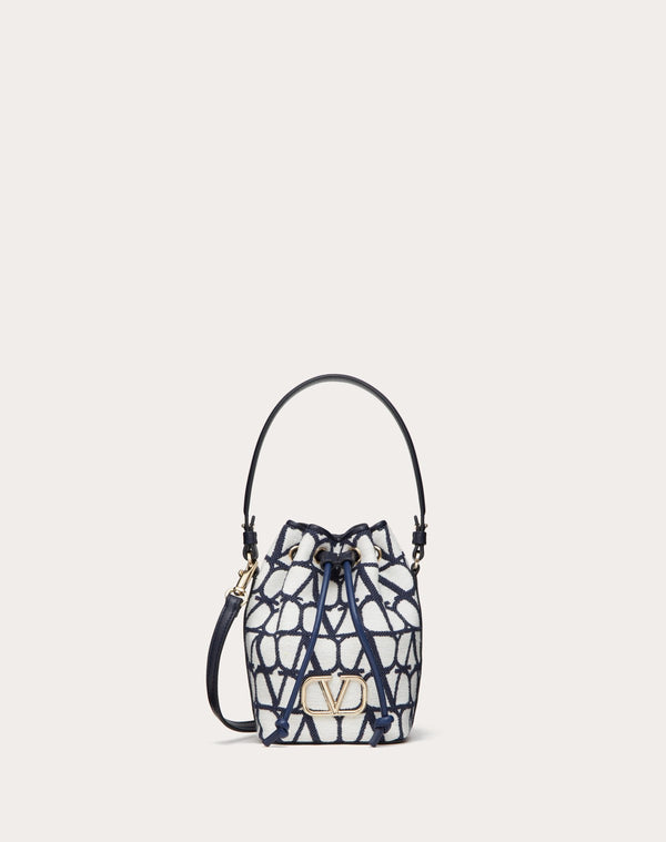 Mini Borsa A Secchiello Vlogo Signature In Cotone Toile Iconographe