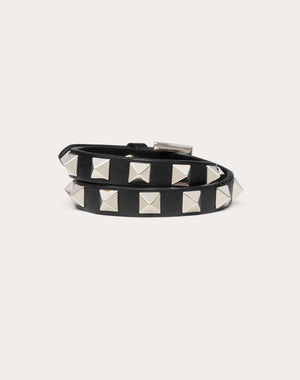 Bracciale Rockstud In Vitello A Doppio Giro