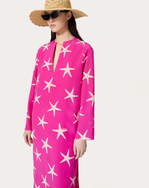 Abito Midi In Crepe De Chine Starfish 