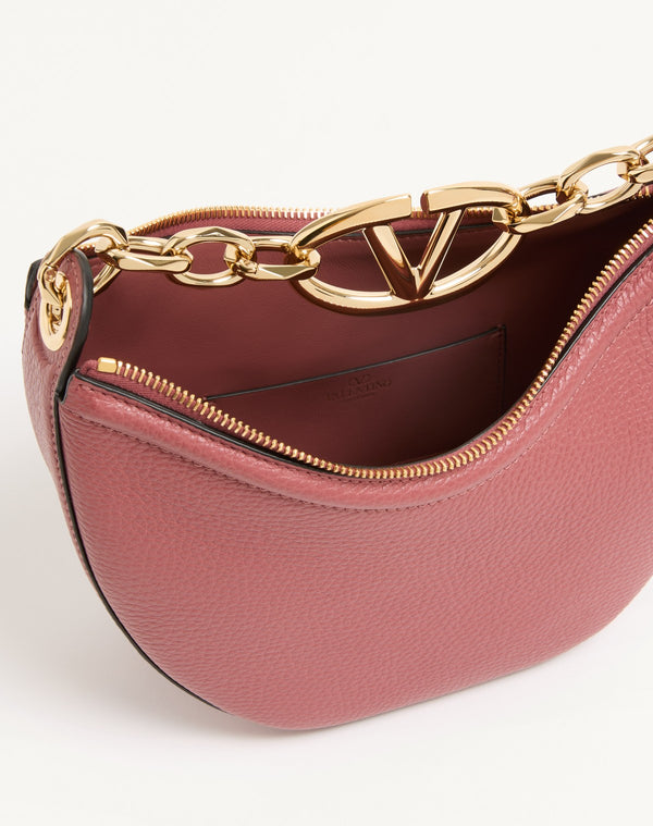 Mini Hobo Vlogo Moon Bag  In Vitello Granato Con Catena