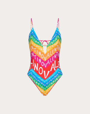 Costume Intero In Lycra Valentino Chevron 24