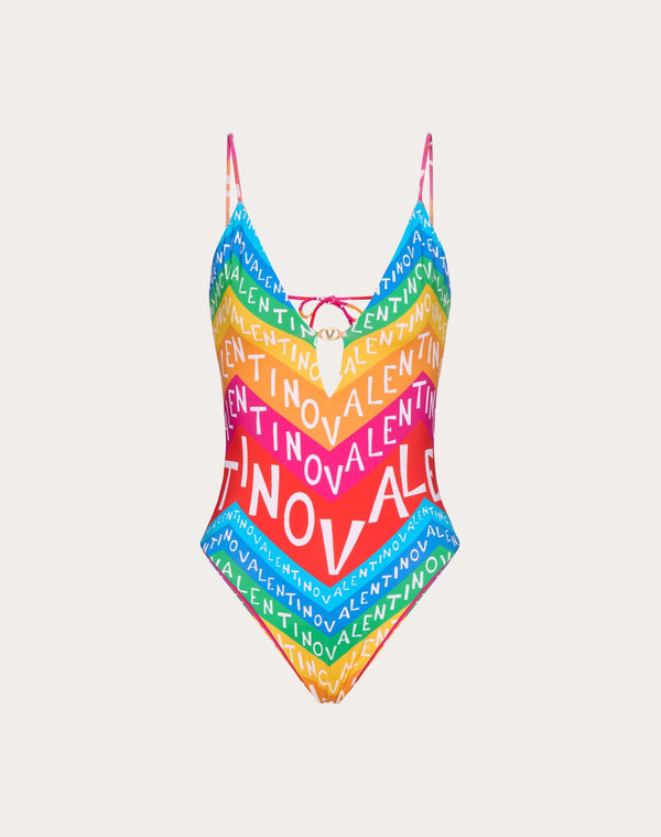 Costume Intero In Lycra Valentino Chevron 24