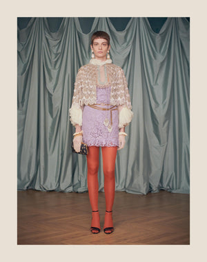 Abito Corto In Heavy Lace Ricamato