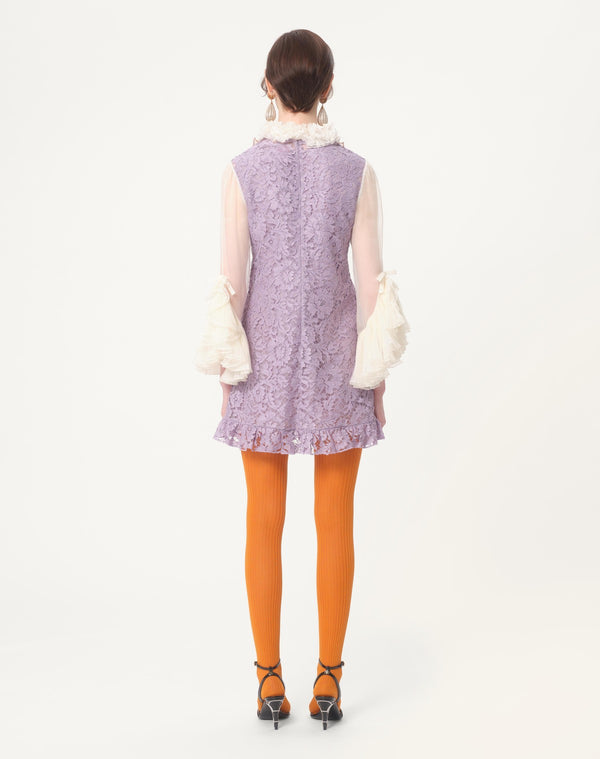 Abito Corto In Heavy Lace Ricamato