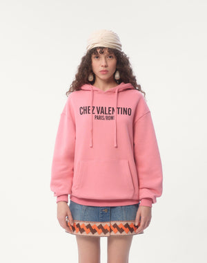 Felpa In Cotone Con Cappucco E Stampa Chez Valentino
