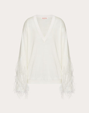 Maglia In Lana Con Piume 