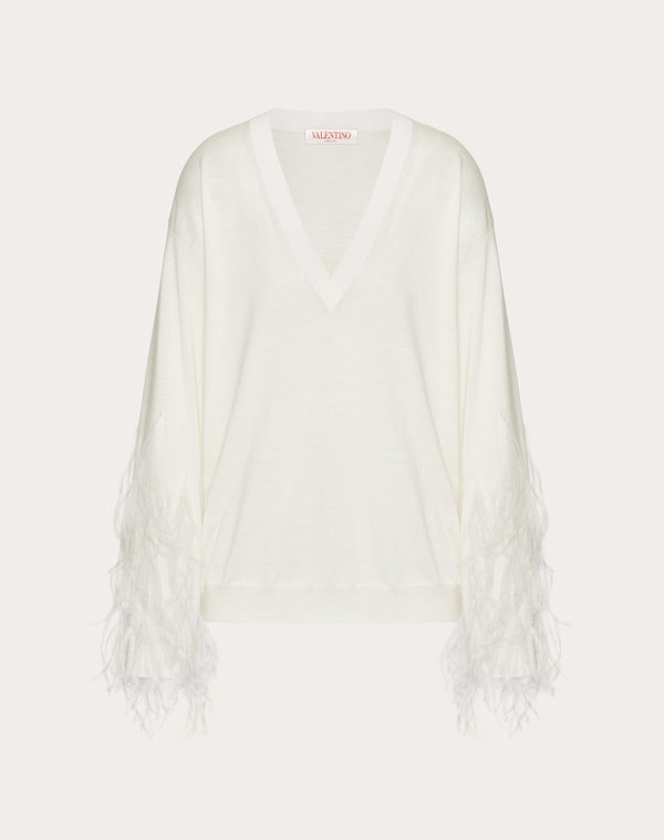 Maglia In Lana Con Piume 