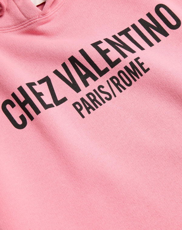 Felpa In Cotone Con Cappucco E Stampa Chez Valentino