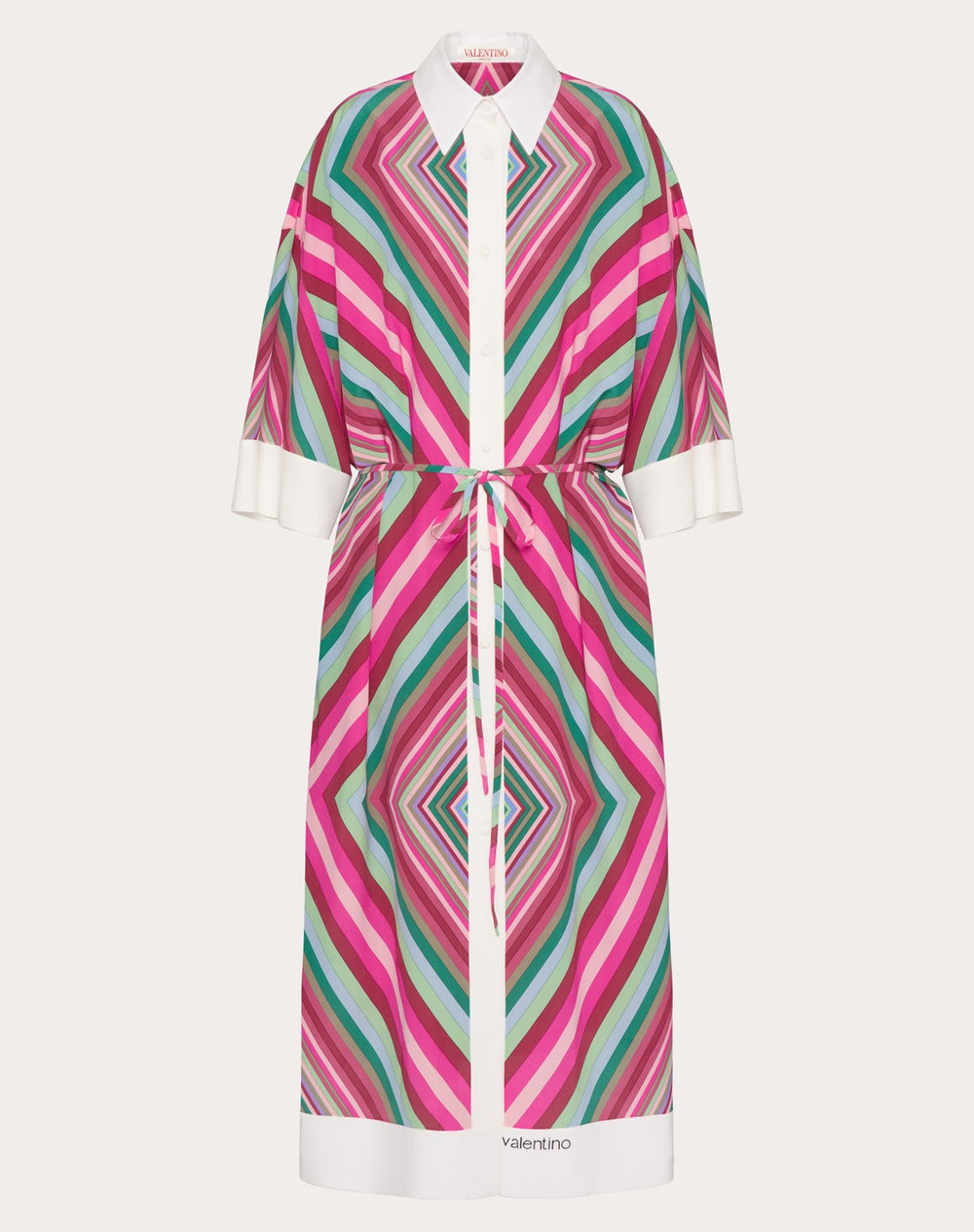 Abito Midi In Crepe De Chine Valentino Rhombus 75 Foulard 